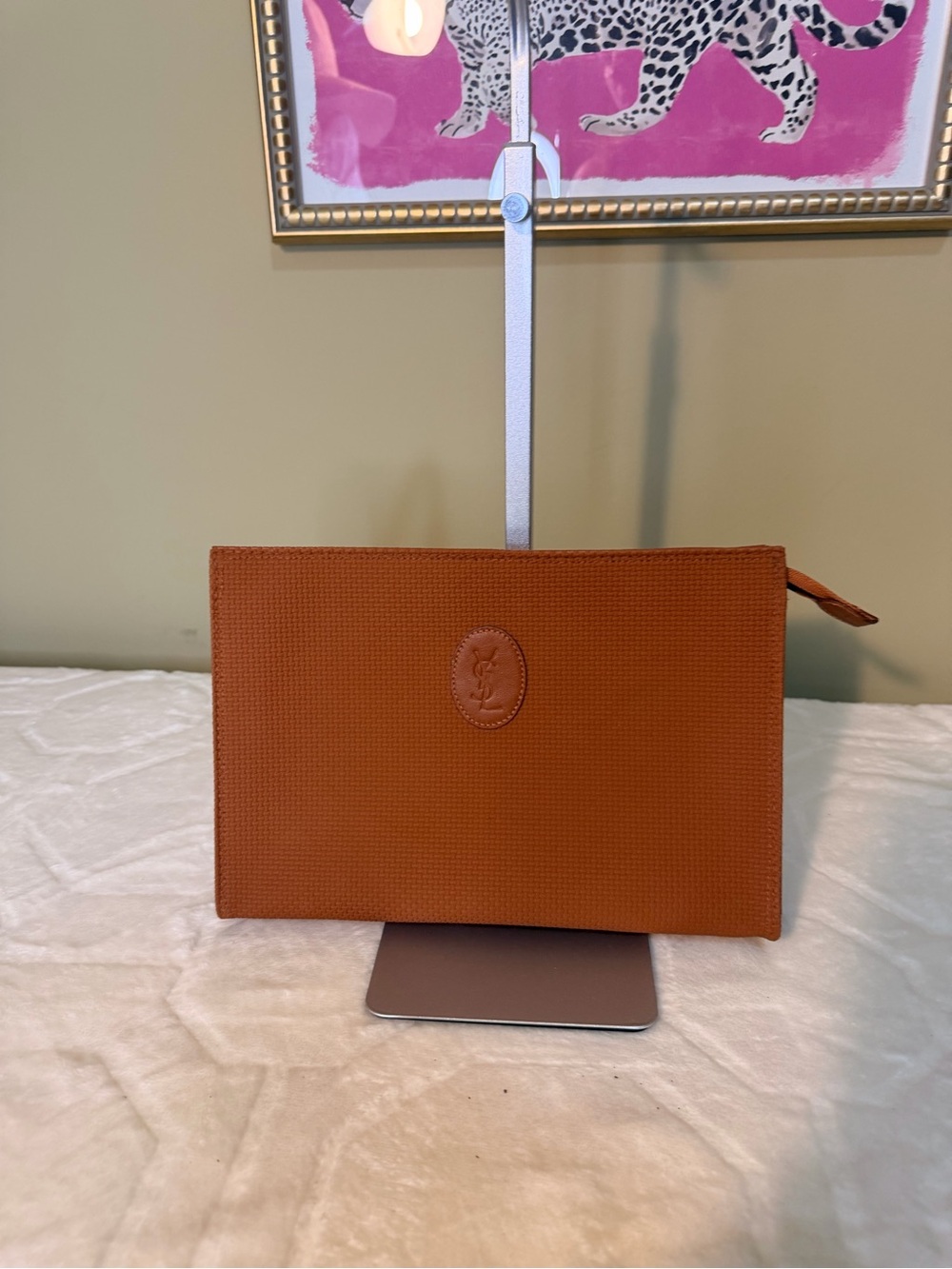 Yves Saint Laurent Tan/Brown Textured Clutch